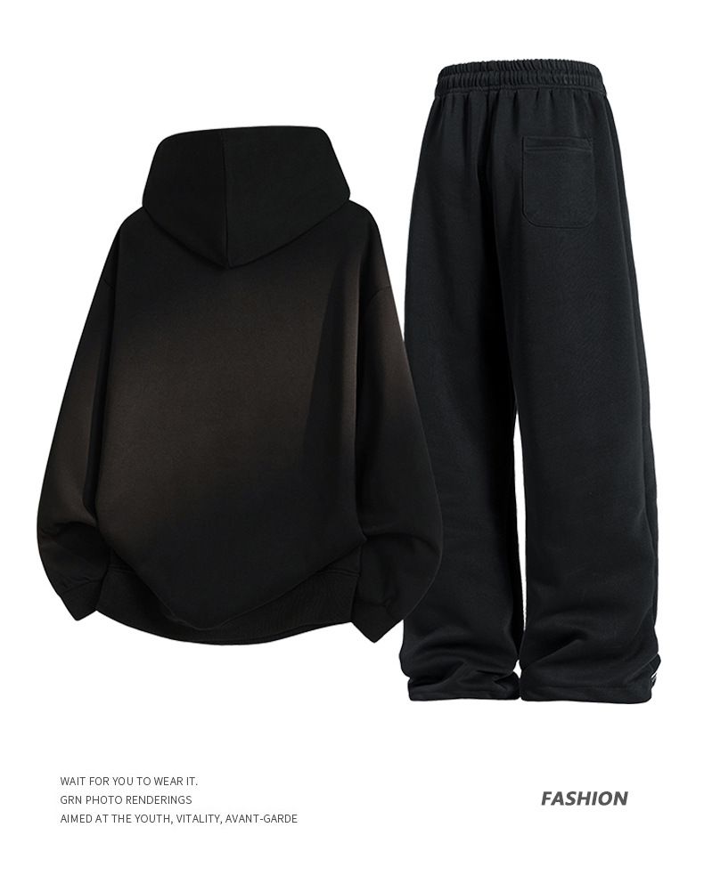 Men's Streetwear Hoodie & Jogger Set, Trendy Two-Piece Outfit For Fall, Casual Cotton Lounge Wear_voghion.com