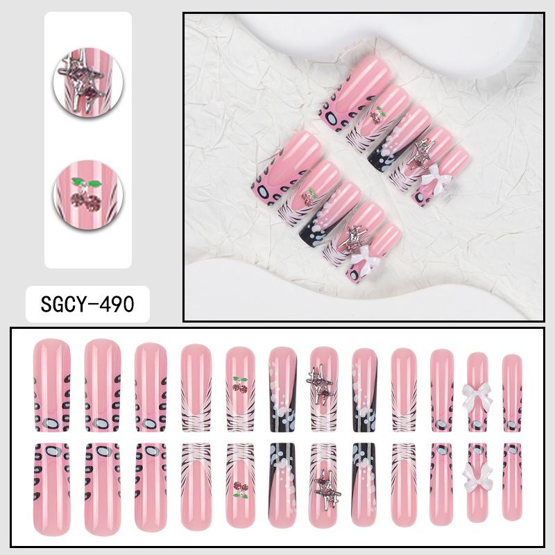 Elegante French Aurora Cat Eye Press-On-Nägel mit Strasssteinen – lange, glamouröse und wiederverwendbare Kunstnägel für Frauen_voghion.com
