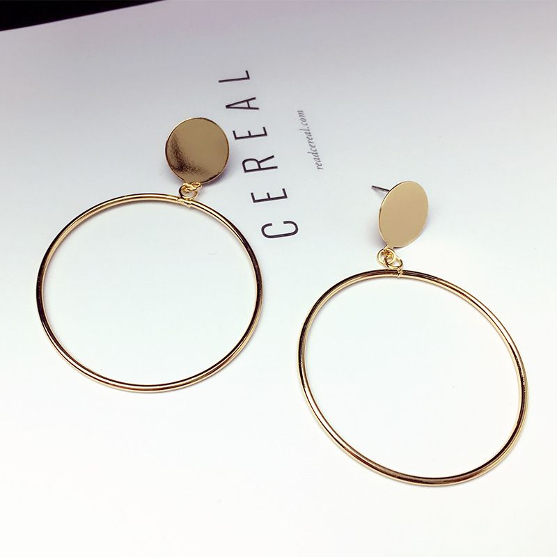 Orecchini a cerchio semplici, versatili e lisci, stile coreano, accessori per le orecchie esagerati._voghion.com