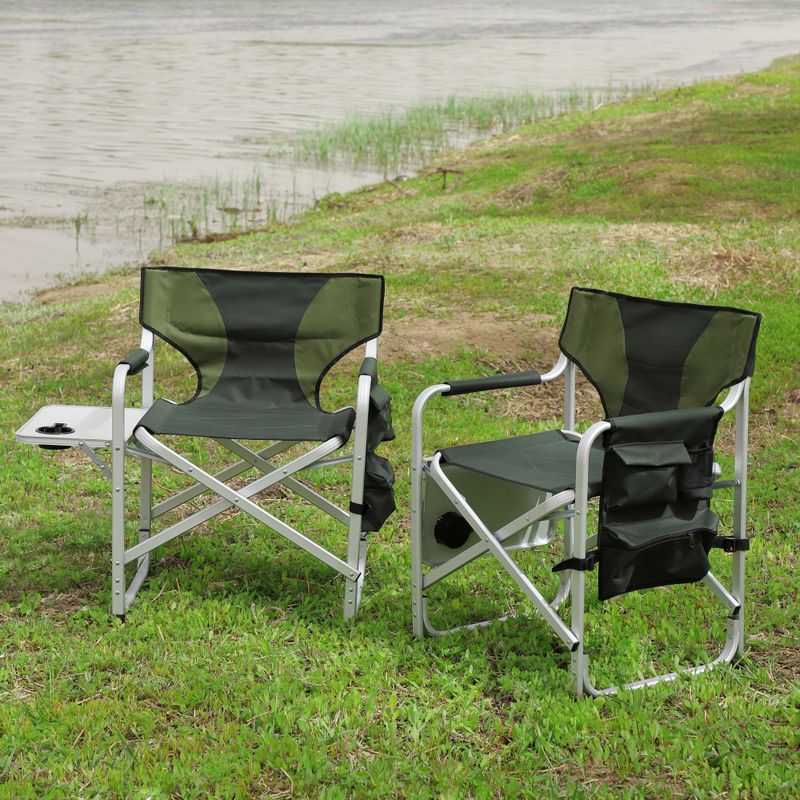 Padded Folding Chair With Side Table And Storage Pockets,Lightweight Oversized Directors Chair For Indoor, Outdoor Camping, Picnics And Fishing_voghion.com