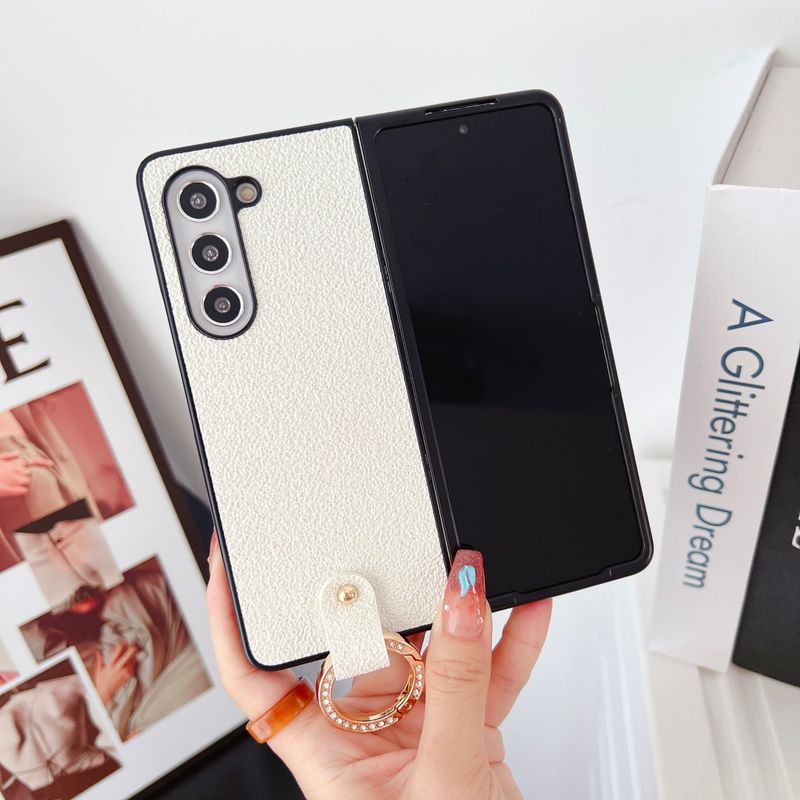 For Samsung Galaxy Z Fold 4 5 6 Luxury Business Ring Gradient Leather Phone Case Cover_voghion.com