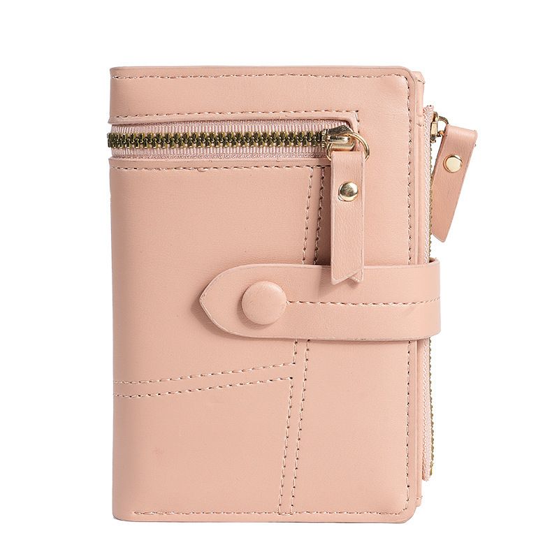 Neu Damen Geldbörse PU Leder Kurzen Reißverschluss Geldbörse Drei-Fach Brieftasche_voghion.com