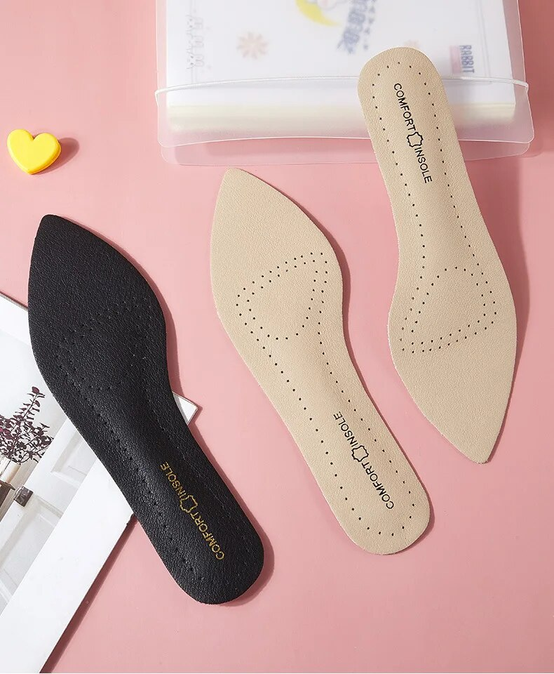 1 Paar Leder Damen Schuhe Einlegesohlen Weiche, rutschfeste Schuhpolster Komfort-Einlegesohle zur Unterstützung des Fußgewölbes zur Linderung von Plantarfasziitis an den Füßen_voghion.com