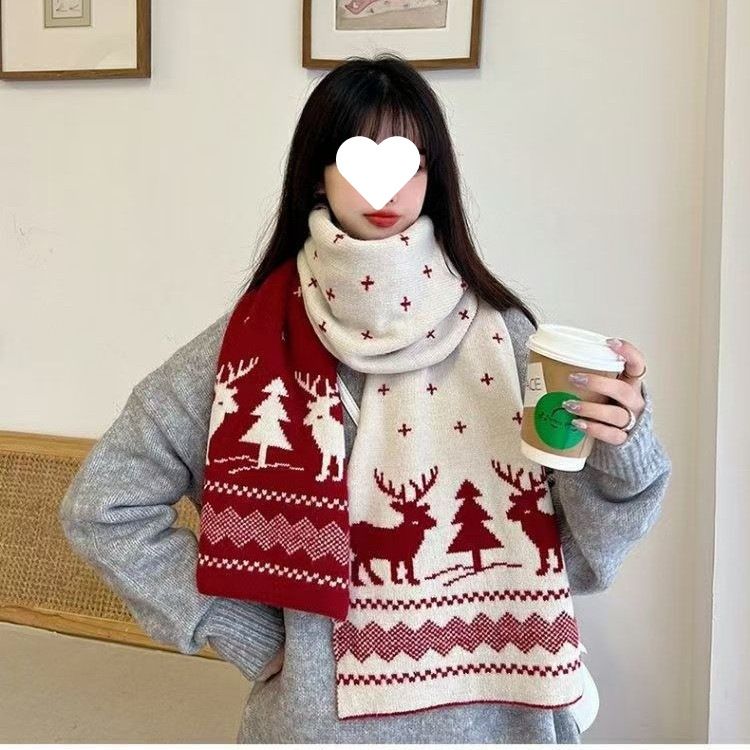 Regalo di Natale Cervo Unisex Inverno Coppia Stile Versatile Sciarpa Tricolore Studente Caldo All'ingrosso Spedizione Gratuita_voghion.com