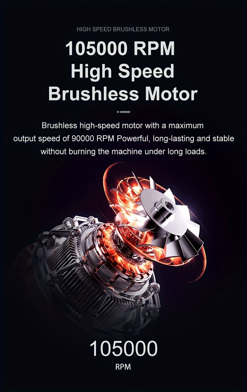 Soffiatore per polvere senza spazzole ad alta velocità da 130.000 giri/min, ricarica rapida USB-C, 5 ugelli per la pulizia di auto/casa/PC_voghion.com