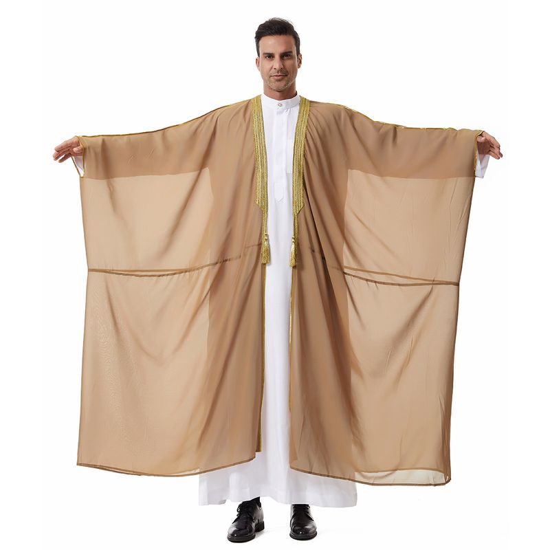 Men's Clothing Robe Lace Tassel Chiffon Outer Cape_voghion.com