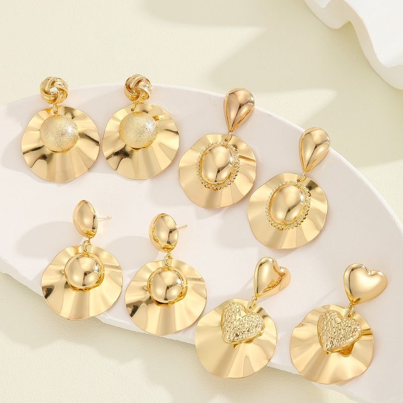 Jewelry Set Gold Jewelry Set Ladies Jewelry Set Exaggerated High-End Sense Fashion Metal Style Gold Glossy Earrings Ins Jewelry Set_voghion.com