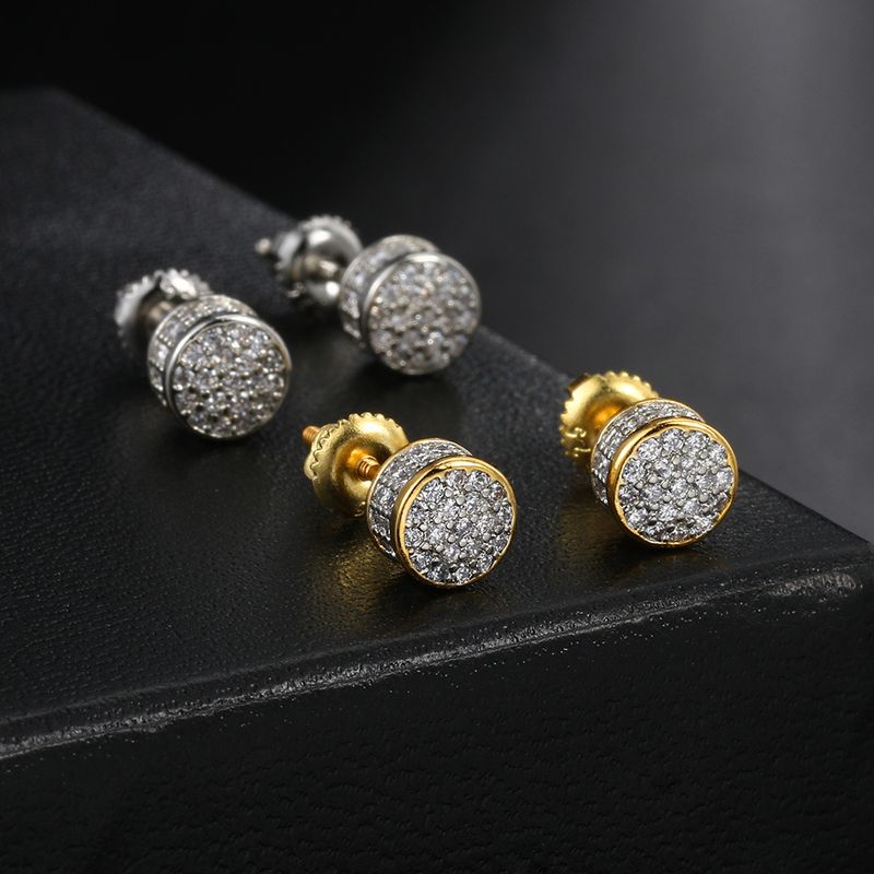 orecchini di lusso leggeri e diamantati con filo pieno per uomo, orecchini con separazione di colore con zirconi intarsiati, orecchini alla moda per e-commerce transfrontaliero_voghion.com
