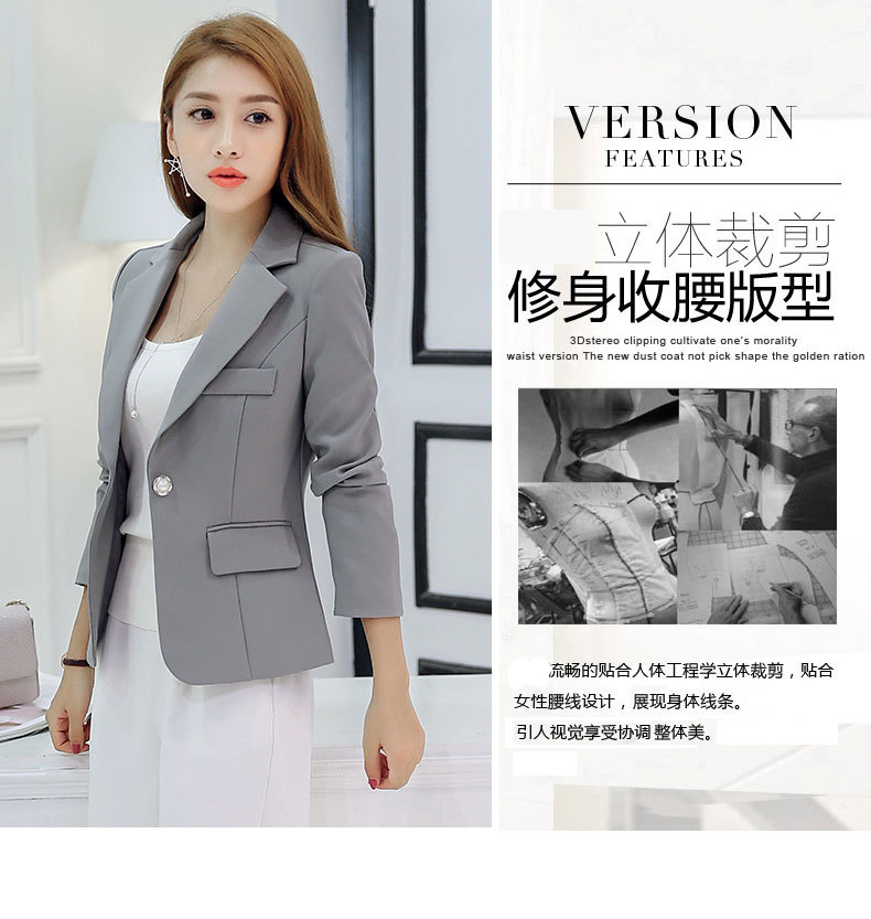 Dameblazer 2022 Formelle blazere Dame Kontorarbeid Dress Lommer Jakker Kåpe Slank Grå Dameblazer Femme Jakker Femme_voghion.com