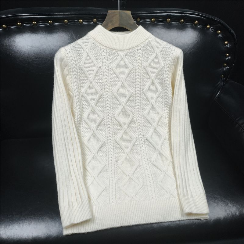 Mode-Zopfmusterpullover für Herren – Übergroßer Winterpullover mit Rundhalsausschnitt, langen Ärmeln, trendigem Strukturdesign (Weiß/Schwarz/Khaki, Größen M-3XL)_voghion.com