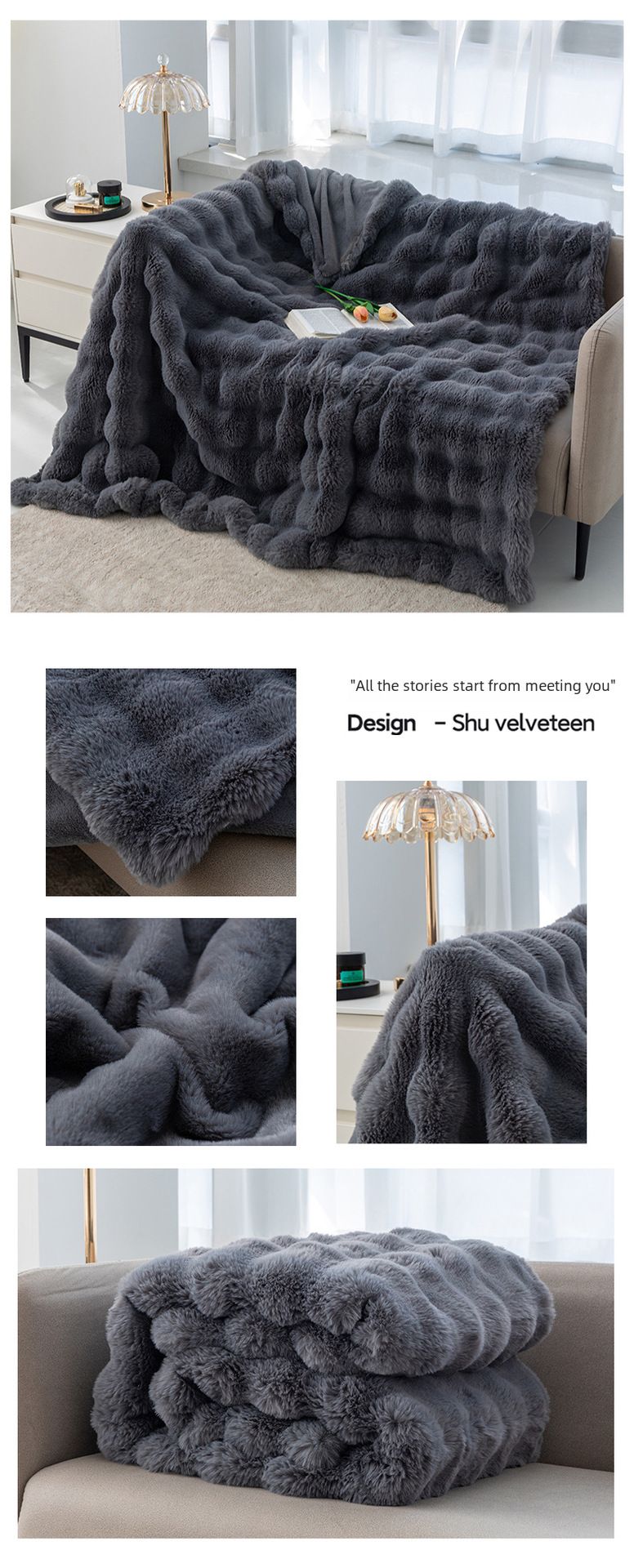 Coperta Bubble Rabbit Coperta per divano matrimoniale Coperta per aria condizionata per quattro stagioni Coperta per pisolino in ufficio Coperta di copertura_voghion.com