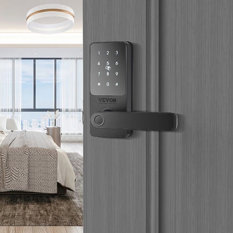 Ingresso con serratura a catenaccio, serratura 5 in 1, impronta digitale intelligente, porta intelligente, controllo intelligente, serratura senza chiave con maniglia Bluetooth, pomello, app_voghion.com