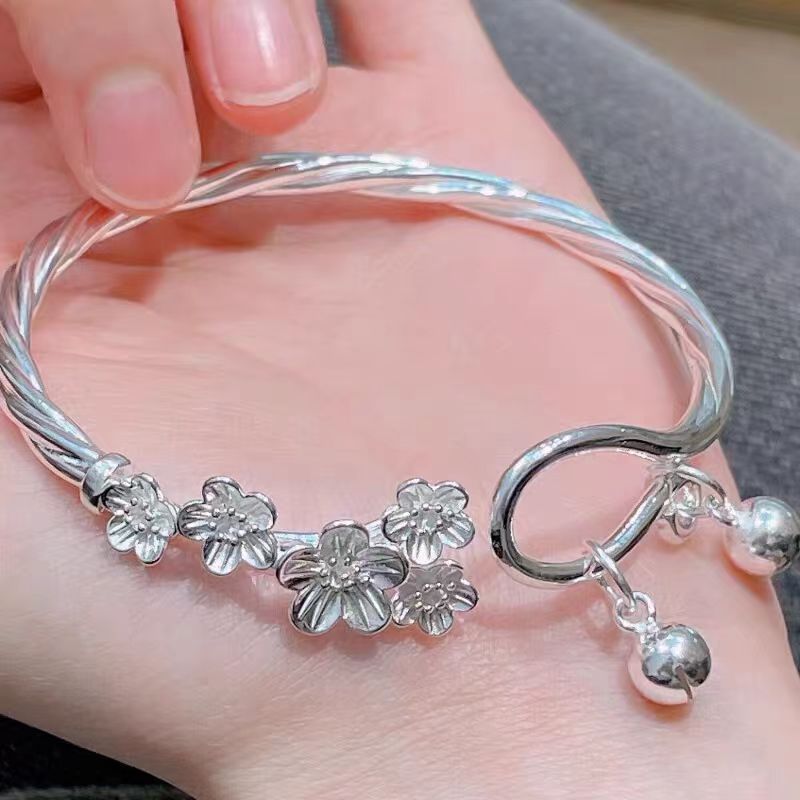 Niche féminine prune, simple et fraîche. Bracelet fleur de prunier ajustable et polyvalent. Style étudiant chinois._voghion.com