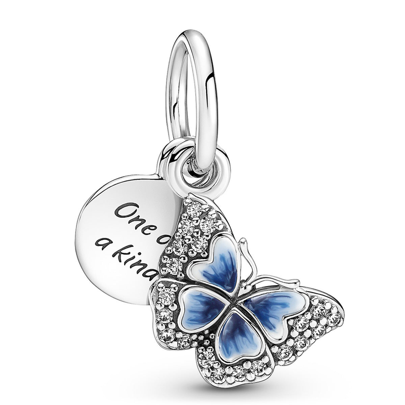 Blue Butterfly & Quote Double Dangle Charm_voghion.com
