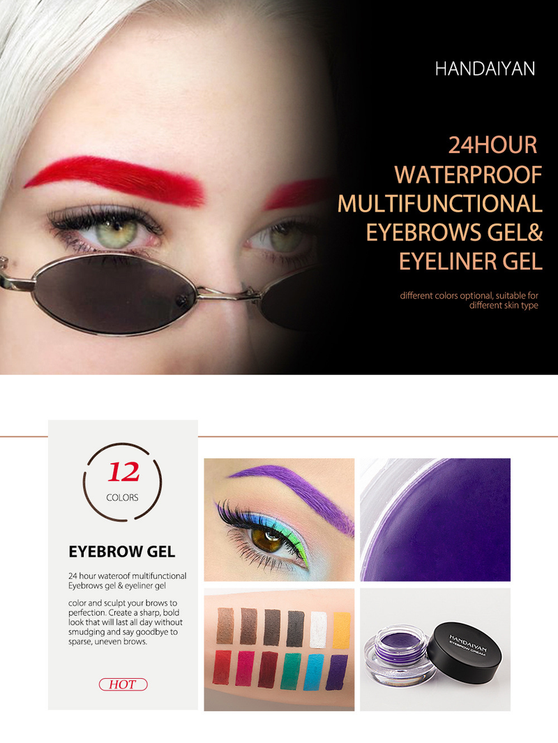 Coloré sourcil teinte pommade Gel rehausseur cosmétiques sourcils crème avec Kit de brosse rouge violet gris couleur_voghion.com