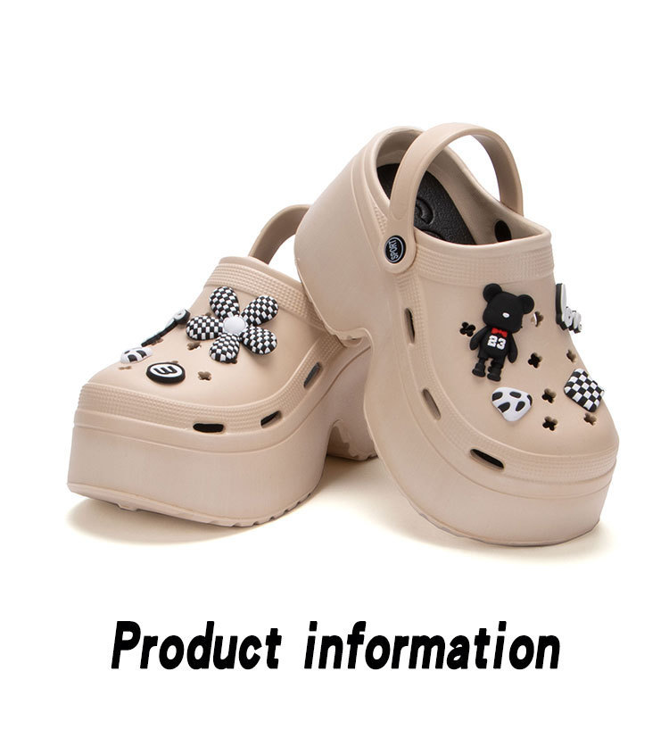 Women's Shoes Unisex Shoes Heightcrease 9CM Hole Shoes Outdoor Wear Cute Cartoon Diy Accessories Beach Garden Shoes Closed Toe Thick Bottom Slippers_voghion.com