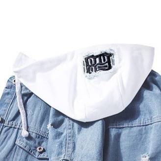 Herren Distressed Jeansjacke mit Kapuze Herbst Casual Streetwear, Slim-Fit Lagenlook (Größen S-XXXL, Baumwollmischung, Hell-/Dunkelblau & Schwarz)_voghion.com