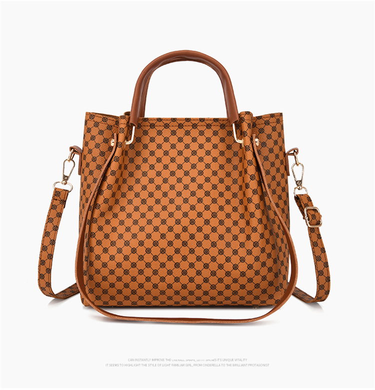 Damentaschen Retro One-Shoulder-Handtasche Vierteiliges Set Mutter-Kind-Tasche Bedruckte Umhängetasche für Damen_voghion.com