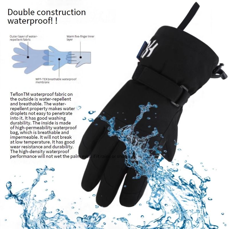 Gants de ski pour filles, pour le sport, l'extérieur, en velours épais, résistants au froid, pour le cyclisme, pour écran tactile, imperméables et chauds_voghion.com