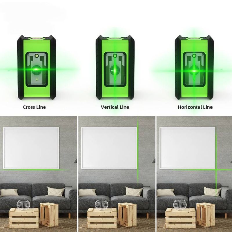 2-Line Green Laser Level – Compact & High-Precision Cross-Line Leveler For DIY & Professional Use (Portable Mini Leveling Tool)_voghion.com