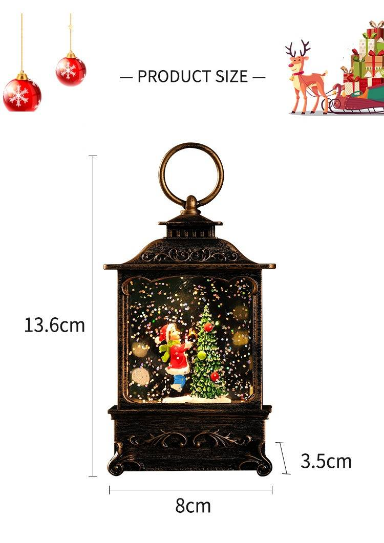 Christmas LED Water-Filled Lantern Decor - Santa, Reindeer, Angel & Kids Figurines - Vintage Bronze Tabletop Decoration For Holiday Tree_voghion.com
