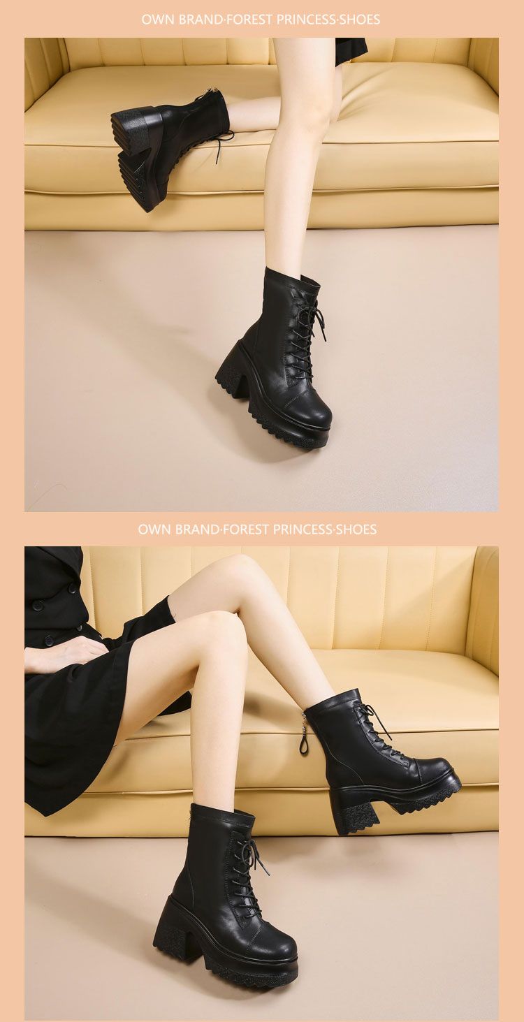 【9.5cm Heel Lift】Women's Faux Fur Martens 25 Winter New Arrival Versatile Thick Soles Mid-Calf Elastic Boots_voghion.com