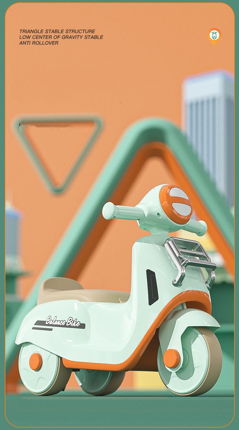 Bici senza pedali per bambini da 1 a 3 anni, triciclo per l'apprendimento senza pedali con pneumatici chiusi, design antiscivolo in materiale PP, per interni ed esterni._voghion.com