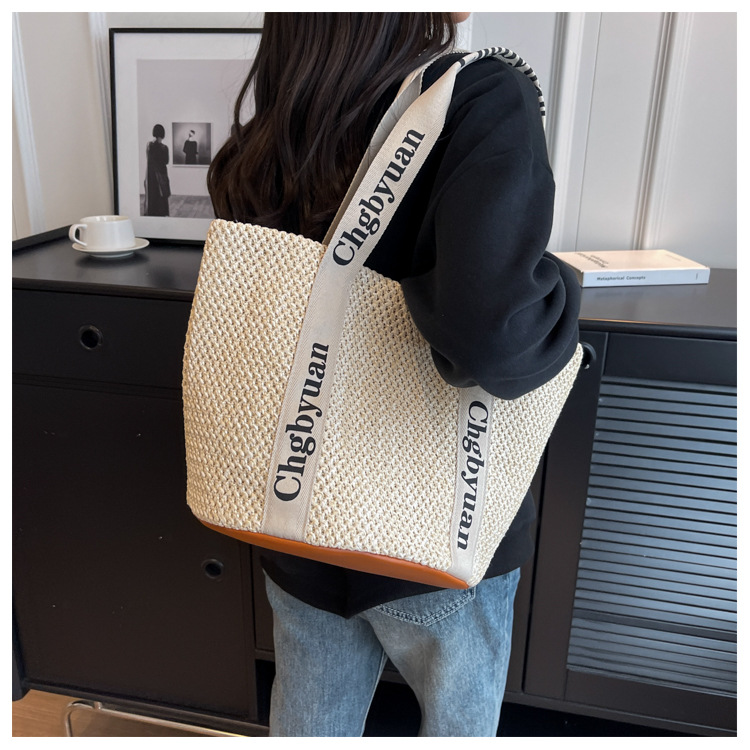 Borsa a tracolla alla moda da donna, borsa a secchiello per le vacanze di grande capacità_voghion.com