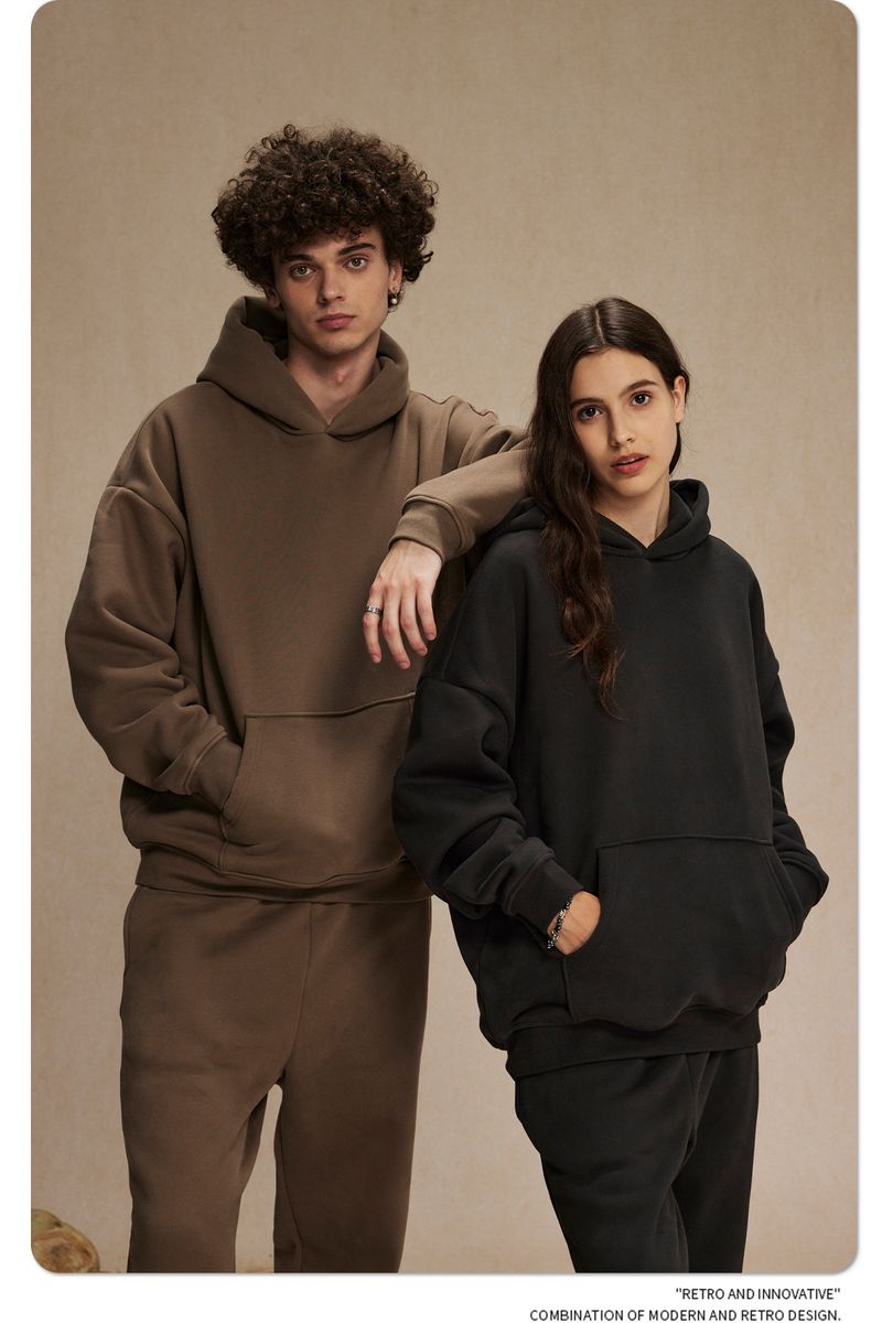 Felpa con cappuccio oversize da uomo in pile con tessuto anti-pilling da 400 g/m², felpa streetwear per l'inverno (disponibile in 12 colori)_voghion.com