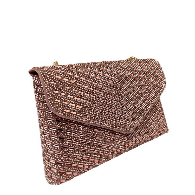 Borsa a mano con diamanti in vetro, piccola borsa quadrata da sera con patta, borsa da principessa KTV_voghion.com