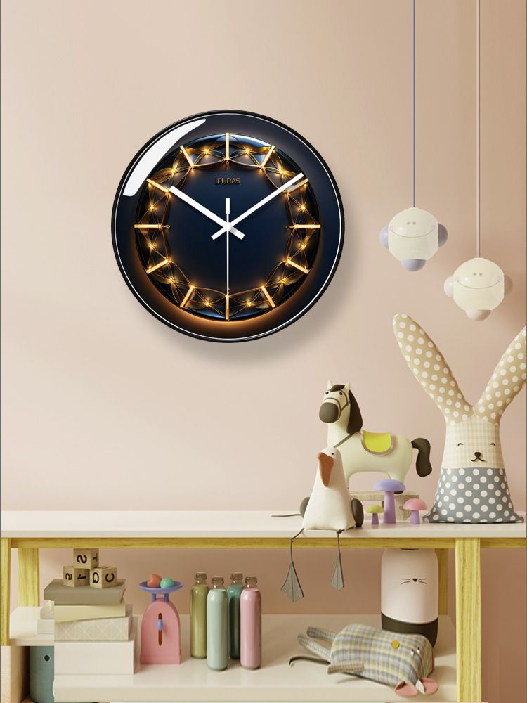 Yipula 7243 Modern Fashion And Shadow Art Silent Living Room Clock Home Creative Simple Light Luxury Wall Watch_voghion.com