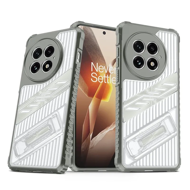 Custodia posteriore trasparente in PC+TPU con supporto per telefono per OnePlus 13 13R 12 12R Custodia morbida con supporto per armatura OnePlus NORD4_voghion.com