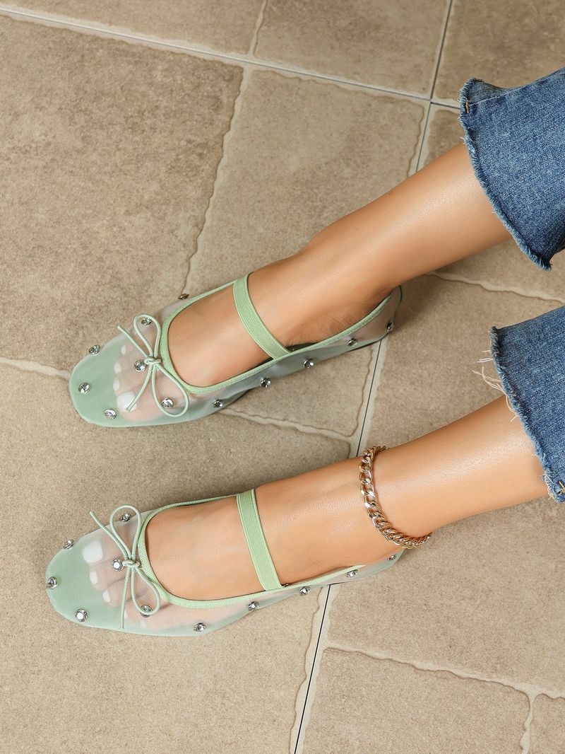 Neu Mesh Atmungsaktive Flache Flache Ballett Schuhe Bogen_voghion.com