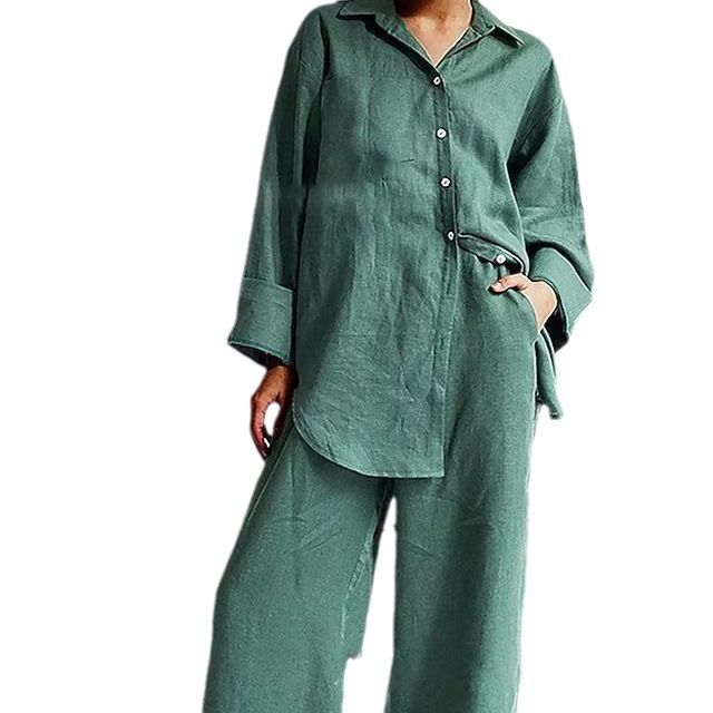 Women's Clothing Printed Shirt Printed Trousers Set_voghion.com