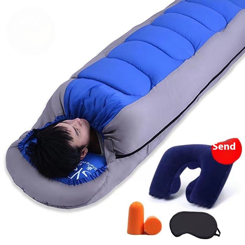 Verdickter Schlafsack für den Winter für Erwachsene im Freien, Camping, Angeln, kältebeständig, schmutzabweisend, Doppel-Nickerchen, Einzelperson, vier Jahreszeiten_voghion.com