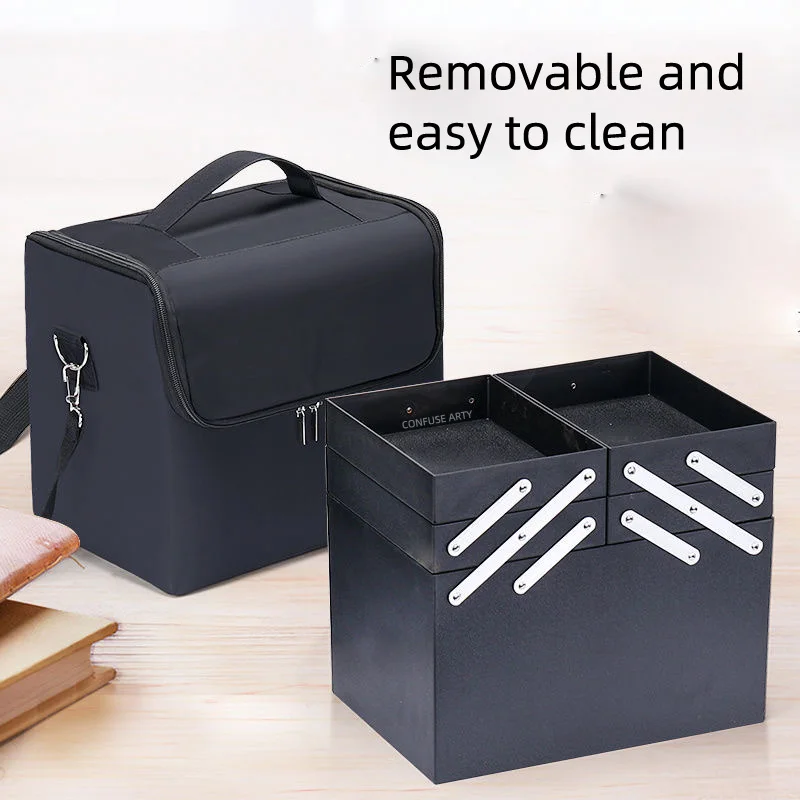 Nouveau sac de maquillage de grande capacité multicouche manucure coiffure broderie trousse à outils cosmétiques mallette de rangement trousse de toilette_voghion.com