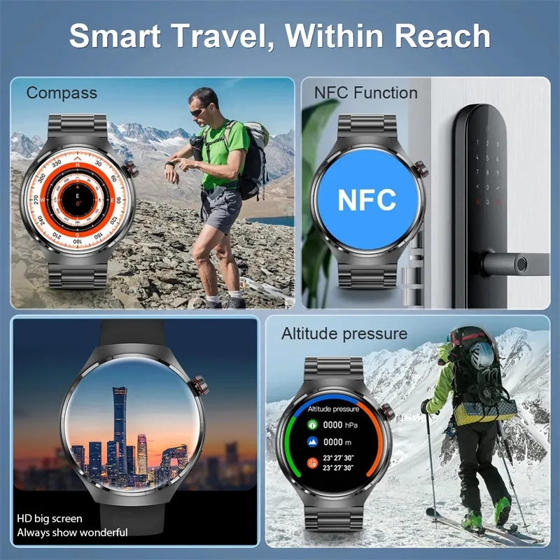 Bran Neue Smartwatch 1,54 Zoll AMOLED HD-Bildschirm Sport Bluetooth Anruf NFC Kompass GPS Herren Damen Business Wasserdichte Smartwatch Aktivitätstracker_voghion.com