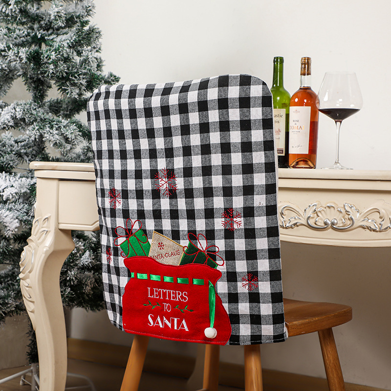 New Christmas chair set, Christmas checkered chair set, Christmas envelope chair set, home dining table decoration_voghion.com