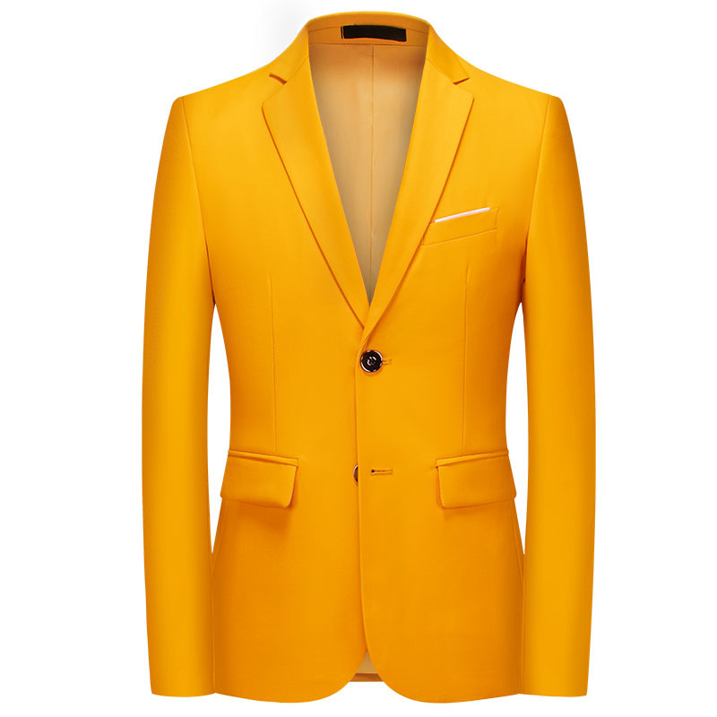 Erkek iş rahat tek batı moda 2 düğmeli takım elbise düz renk ceket_voghion.com