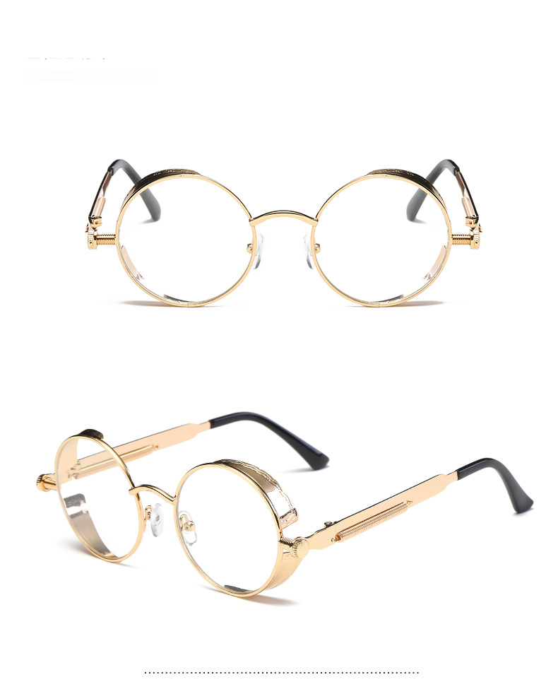 Unisex Steampunk Brille Modische Runde Sonnenbrille Retro Brille Trendy trendige Sonnenbrille für Männer und Frauen_voghion.com