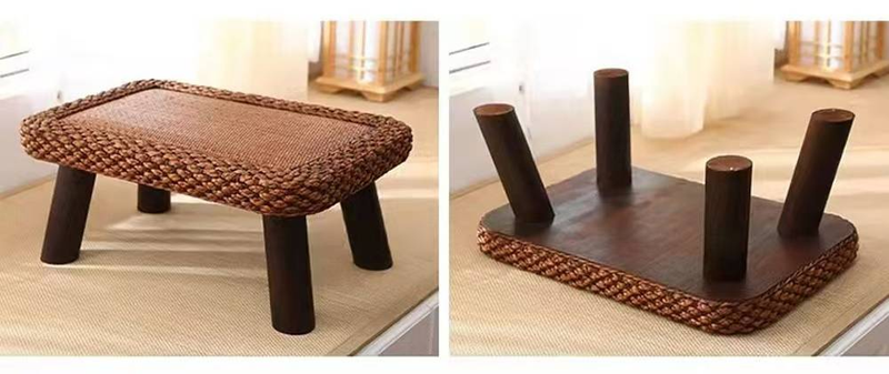 Wannilen Woven Straw And Vine Small Table; Bedroom Coffee Table; Window Seat Table; Simple Tatami Coffee Table; Homestay Floor Table_voghion.com