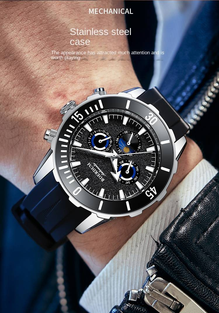 Reloj ROERDUM Yangtze River White Series - R8915 - Esfera negra hueca para hombre_voghion.com