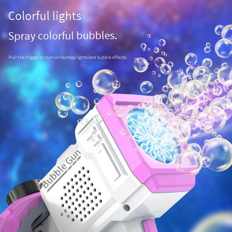 Energy Ring Gatling Bubble Blaster - 800+BPM Automatesch Bubble Pistoul Fir Kanner Handheld Elektresch Bubble Maschinn Mat LED Luuchten_voghion.com