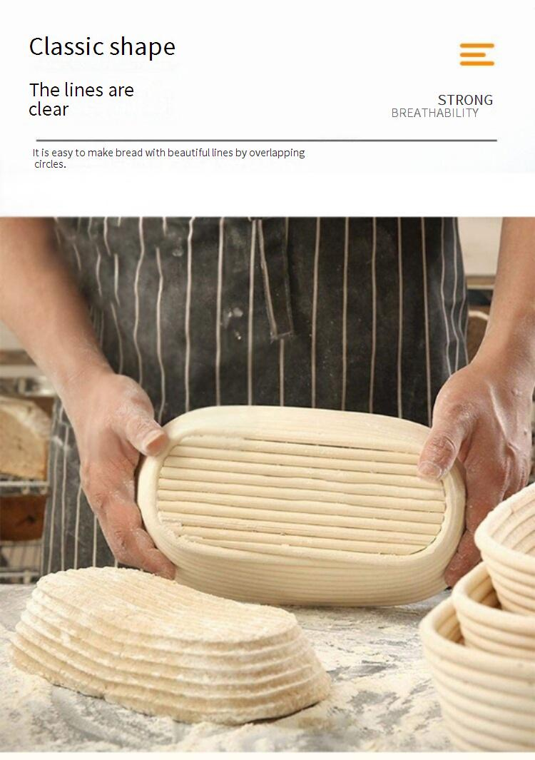 Cesta de fermentación de ratán de Indonesia. Pan de uso común. Cuenco ovalado de ratán. Cesta ovalada de ratán para pan._voghion.com