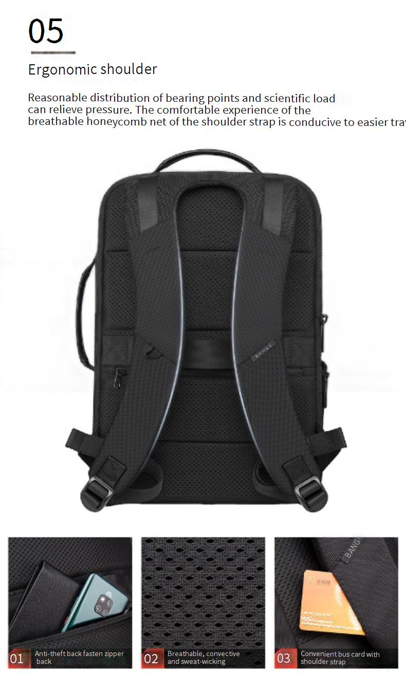 BANGE Backpack Men's Casual Business Travel Computer Backpack Large Capacity Student Backpack_voghion.com