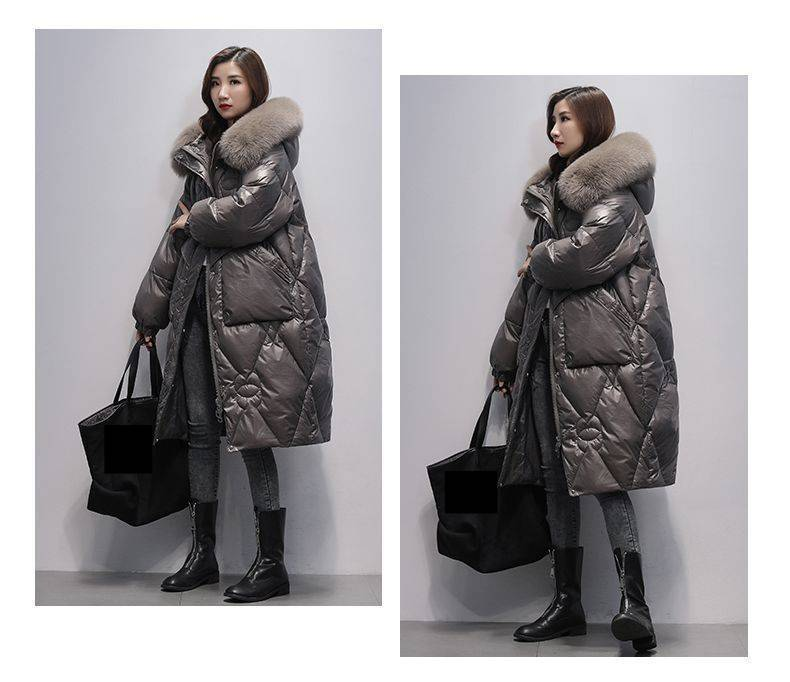 Plus Size Winter Coat With Faux Fur Collar – Oversized Long Puffer Jacket For Women, Maternity & Curvy Fashion, Warm Thickened Polyester Fill_voghion.com