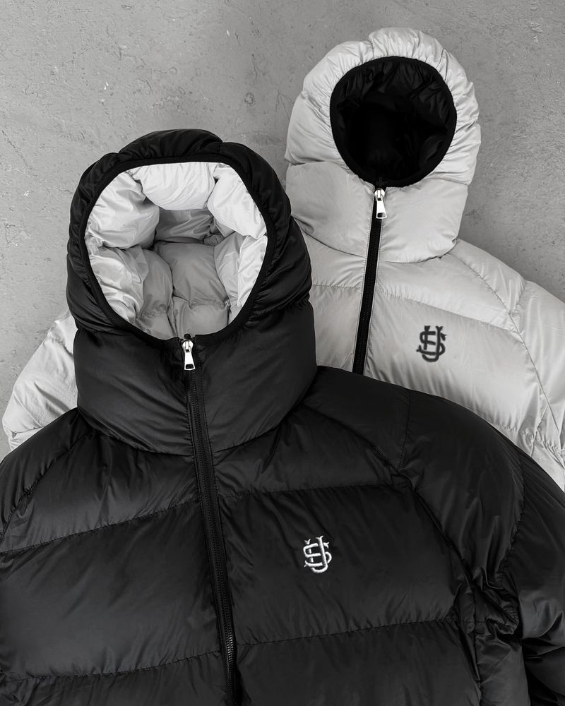 Gothic Hip-Hop Reversible Puffer Jacket, High-Street Embroidered Coat, Minimalist Winter Outerwear_voghion.com