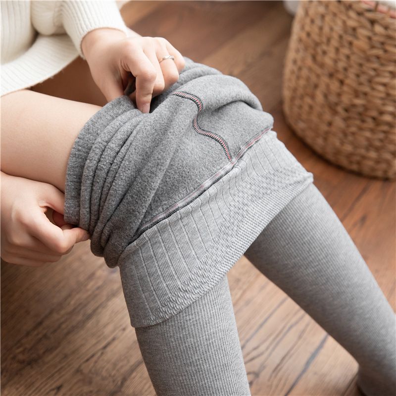 Zimowe, grube aksamitne legginsy dla kobiet z wysokim stanem, wąskie, pionowe paski, ciepłe, jesienno-zimowe, imitacja kaszmiru_voghion.com