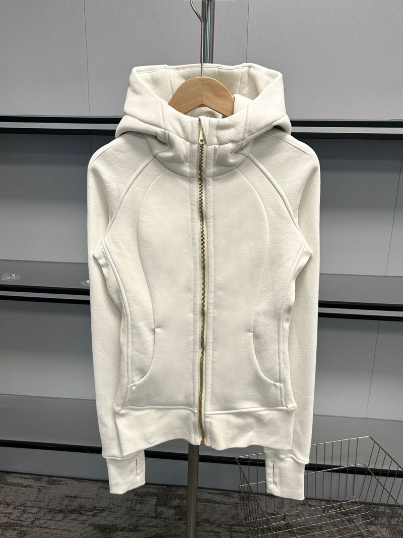 Slim-Fit Scuba-Hoodie für Damen mit goldenem Reißverschluss – Fleecegefüttert, warm und stylisch für Herbst und Winter – Yoga, Laufen, Fitnessstudio_voghion.com