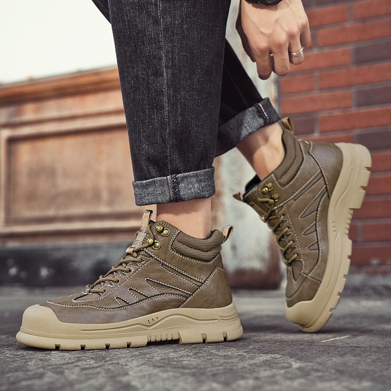 Neu Leder Frühling herren Schuhe High-top herren Erhöhung Werkzeug Martin Stiefel_voghion.com